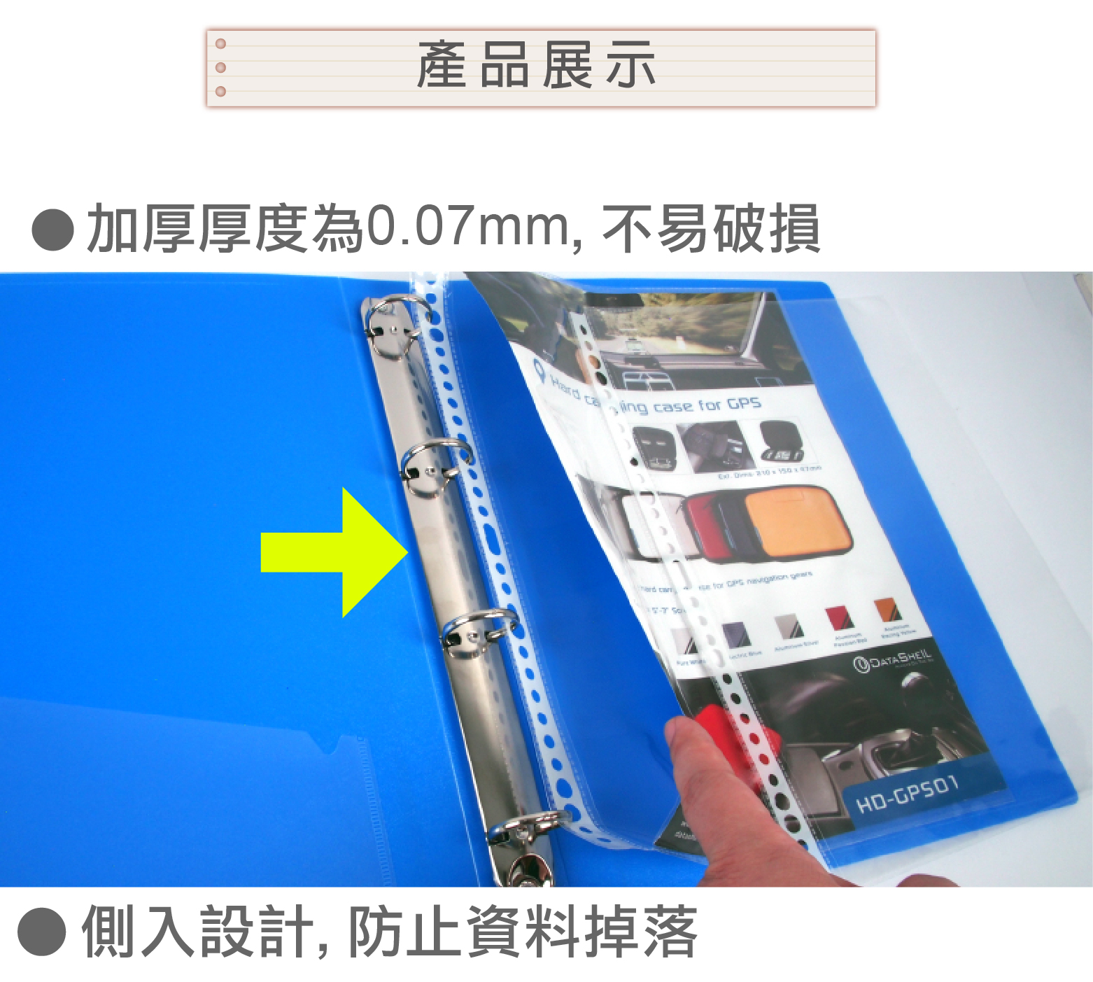 產品展示加厚厚度為007mm, 不易破損  case for GPS.    HD-GPS01側入設計, 資料掉落